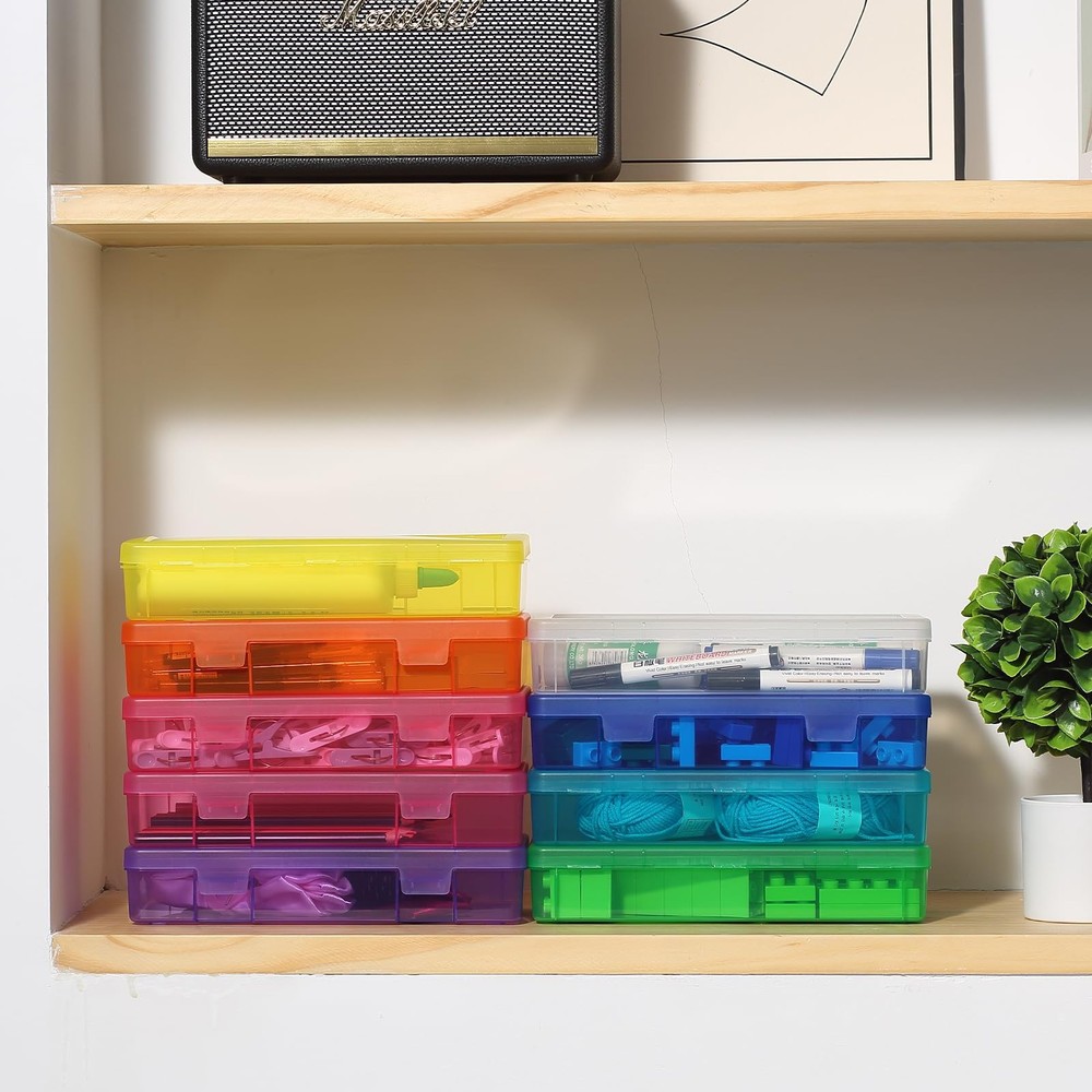 novelinks Medium Plastic Storage Boxes with Latching 9 Pack -Color