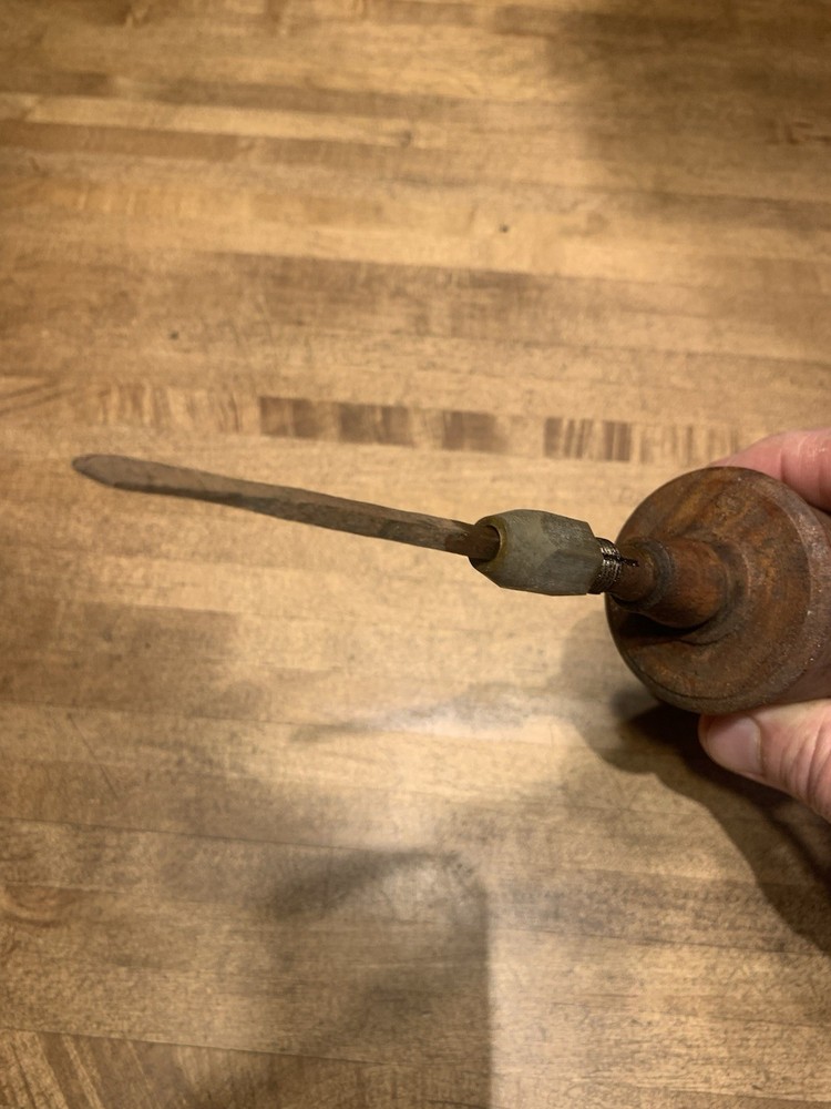 Antique Bow Drill -Brass Collet W/ Drill Bit- Woodworking