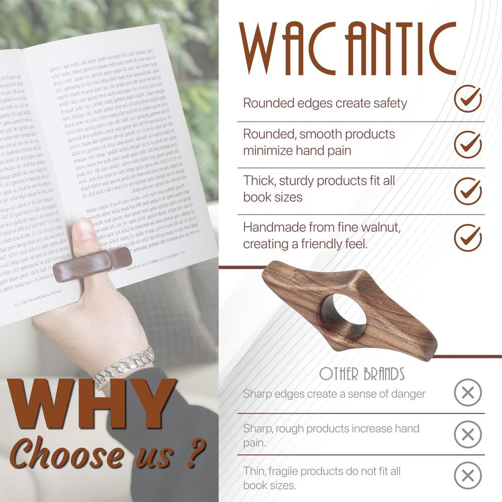 Walnut Book Page Holder - Smooth Finish Wood Reading Accessory, Ideal Reader ...