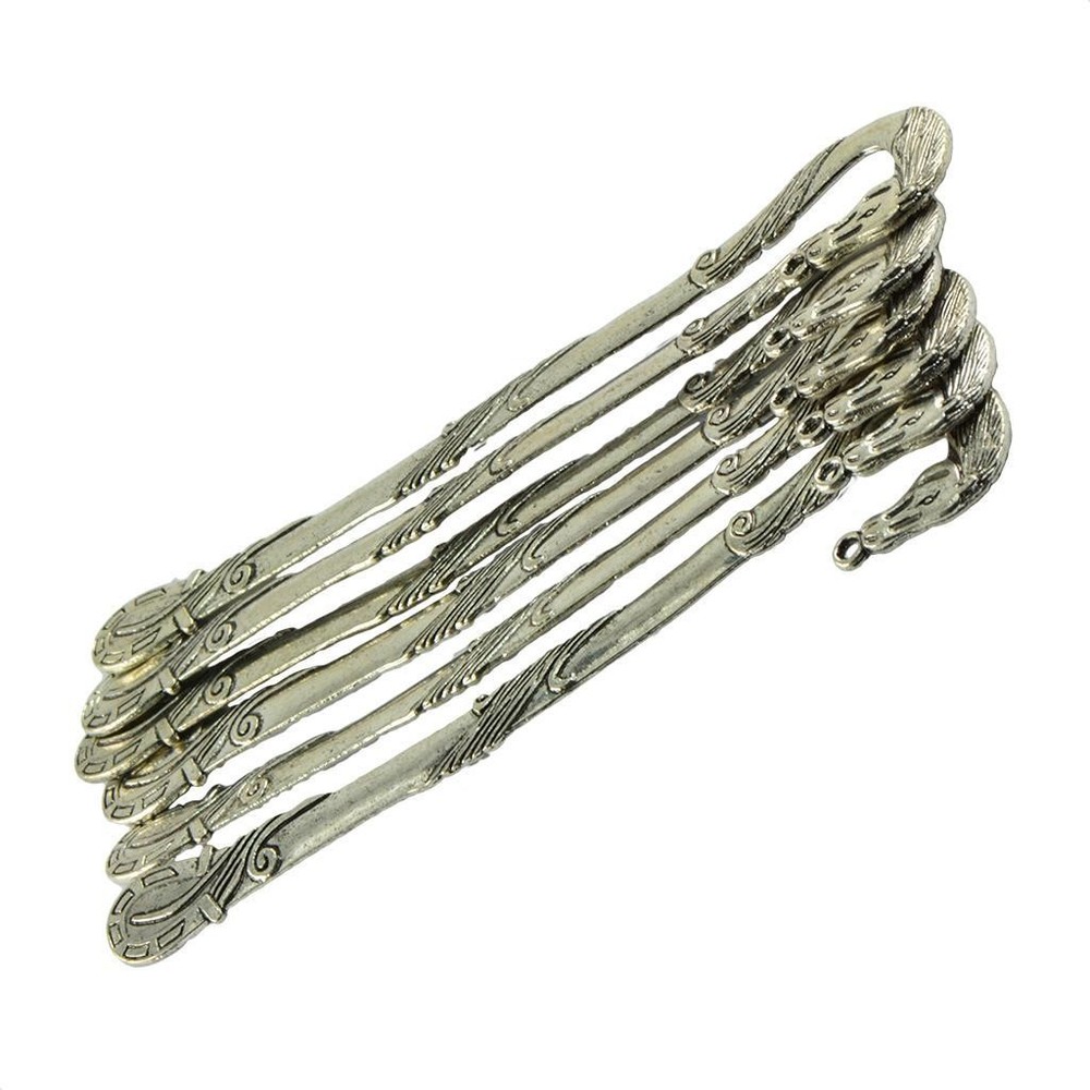 6 Pieces Ibetan Silver Beading Bookmarks With Loop For DIY
