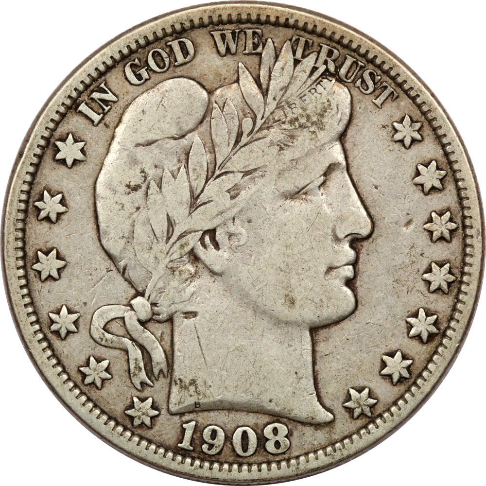 1908-O Barber Half Dollar 50C, Very Fine VF
