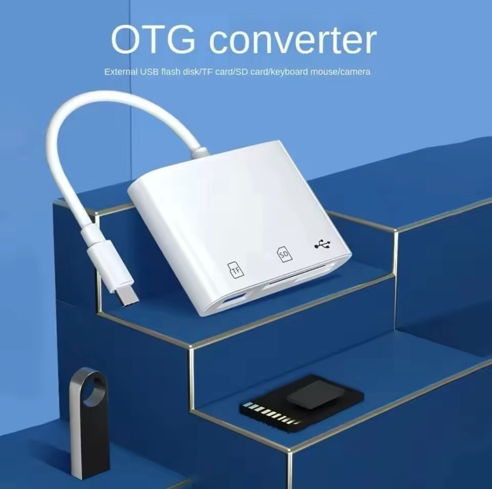 3 In 1 Adapter Type-C, Tf, Cf, Sd, Memory Card Reader, Recorder, Compact Flash U