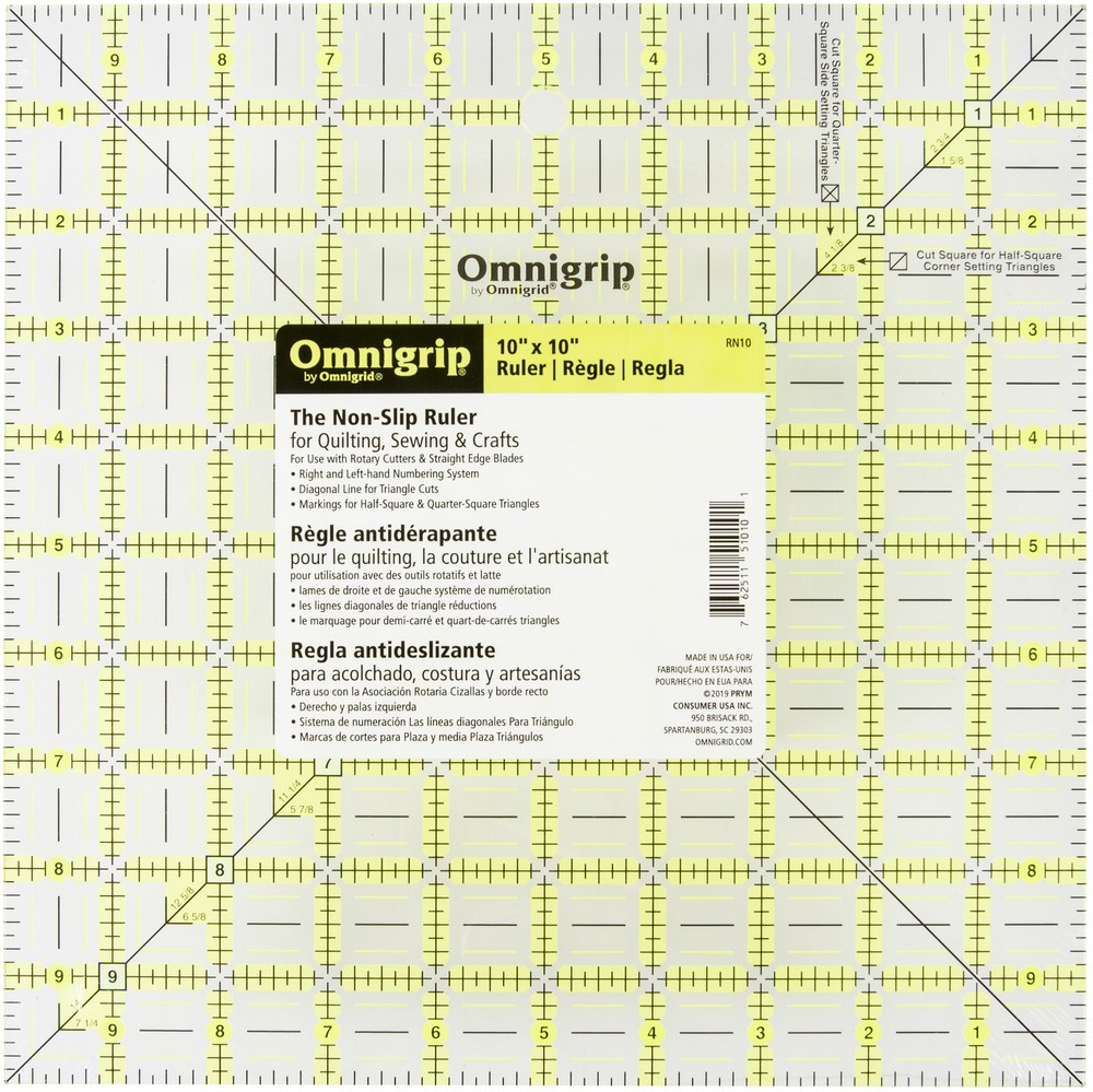Omnigrip By Omnigrid Non-Slip Square Ruler 10"-