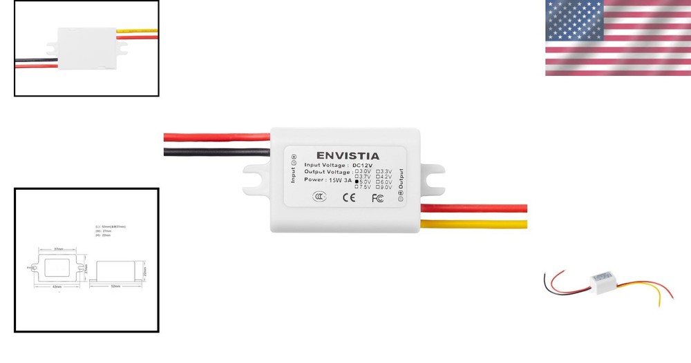 Waterproof 12V to 5V Converter Module with Overload Protection - 3A Output
