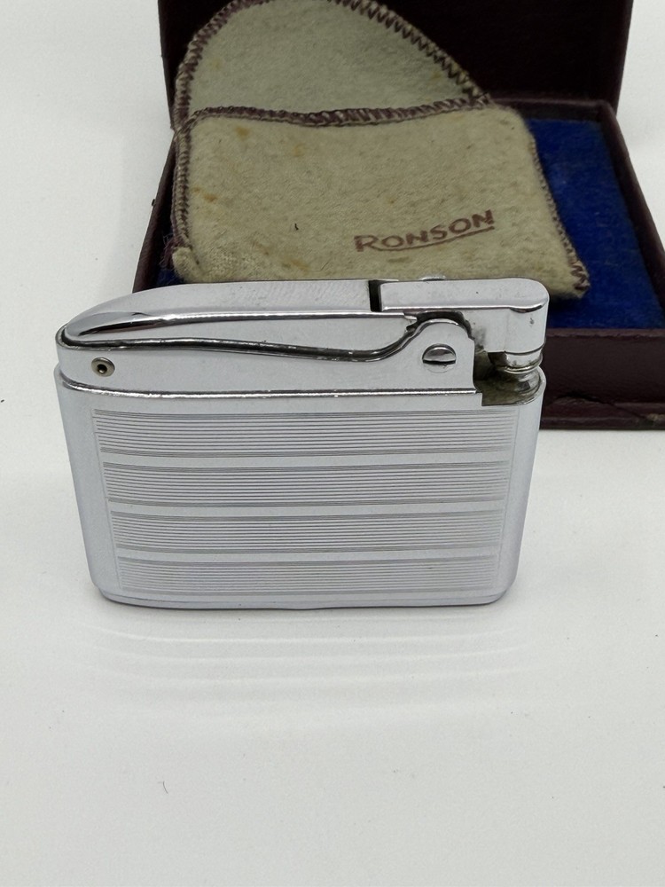 Vintage Untested Ronson Adonis Initial Pocket Lighter In Org Box And Pouch