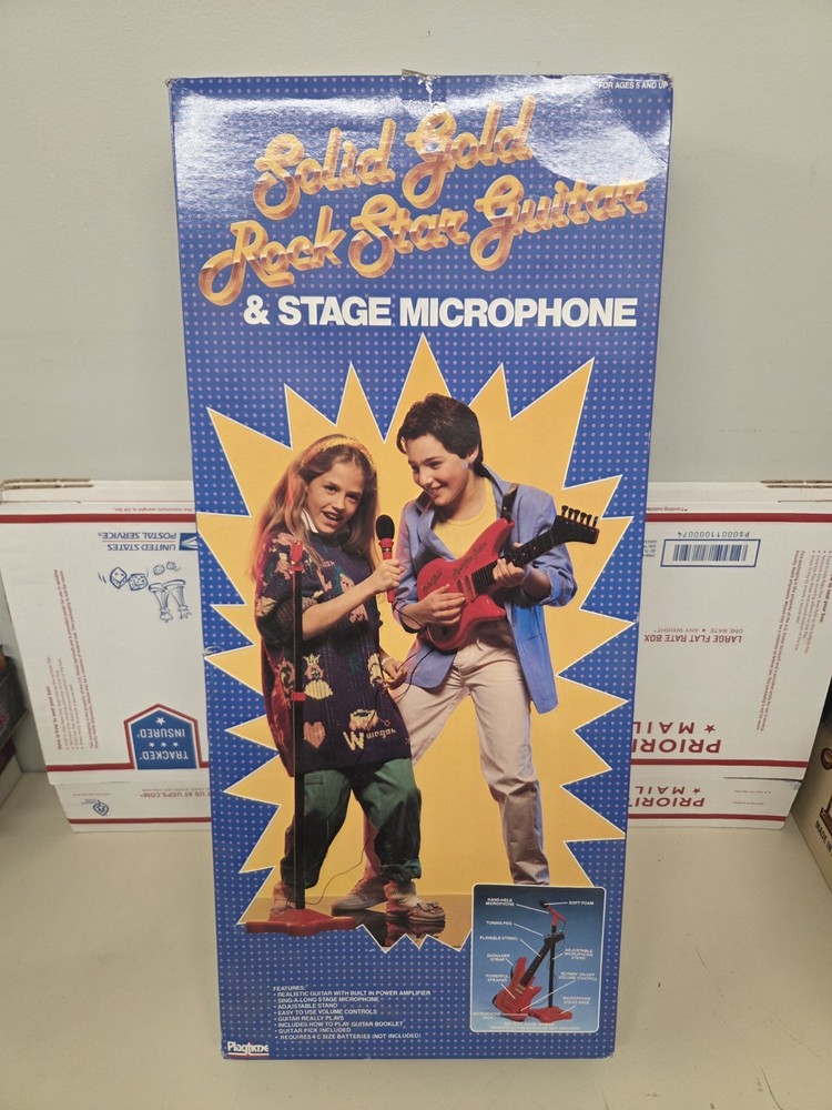 Solid Gold Rock Star Guitar & Stage Microphone