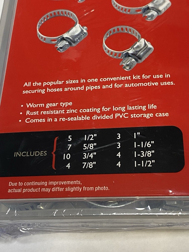 NEW-48 PIECE~AUTO HOSE CLAMP ASSORTMENT~8-DIFFERENT SIZES/PLASTIC STORAGE CASE