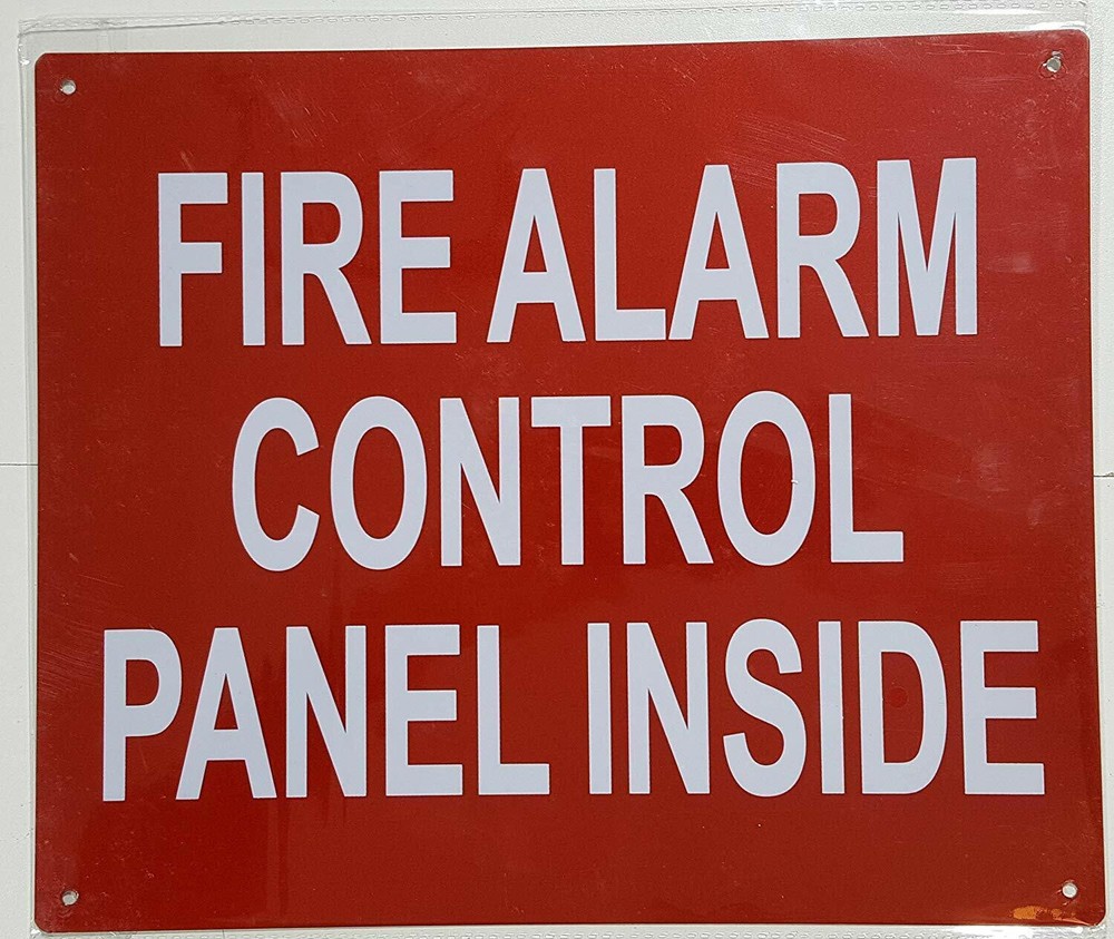 FIRE ALARM CONTROL PANEL INSIDE SIGN, ( 12 X 10, RED,ALUMINUM)