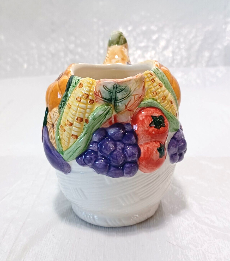 Long Rich Harvest Vegetable Creamer & Sugar Ceramic Set