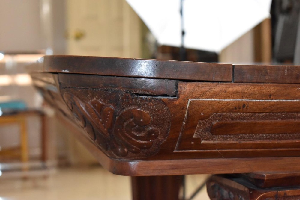 Antique Walnut Library Table Claw Feet Circa 1910 Fluted Columns
