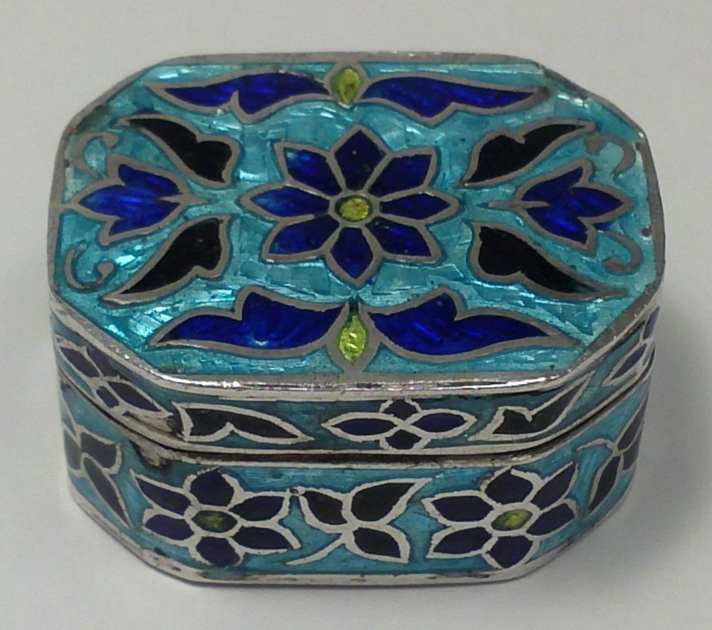Vintage Sterling Silver & Enamel Pill Box – c1990