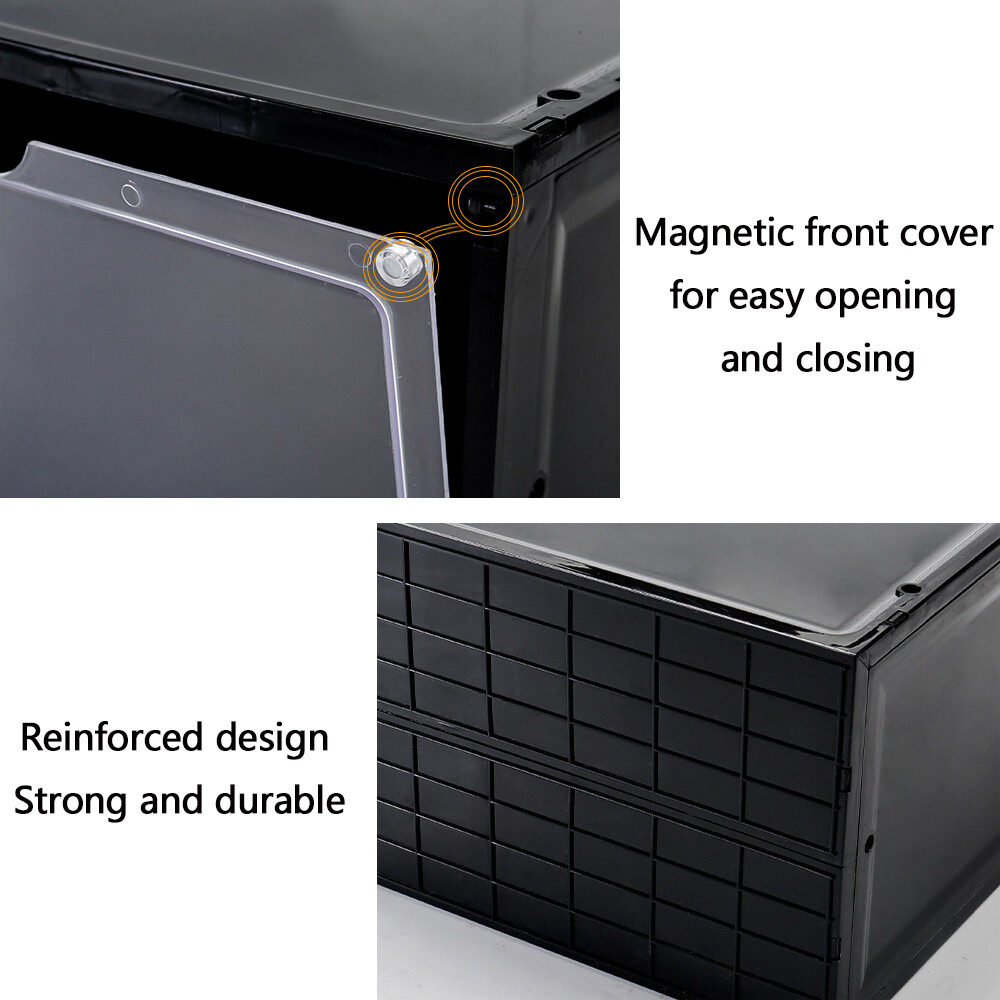 4/8x Foldable Shoe Box Storage Magnetic Stackable Plastic Sneaker Case Organizer