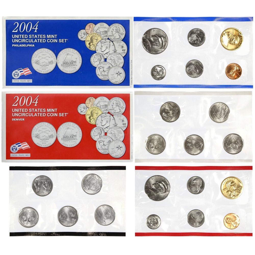2004 Mint Set Original Envelope 22 BU US Coins