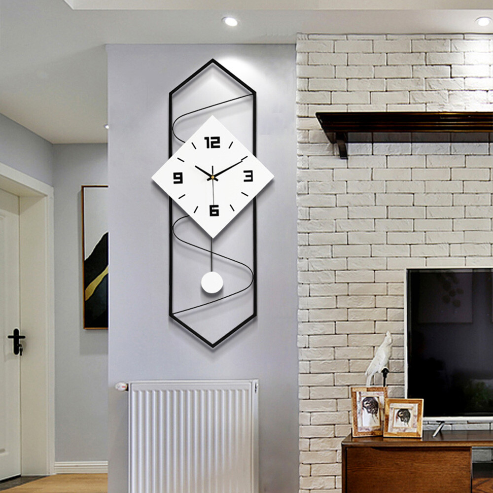 Modern Pendulum Wall Clock Silent Movement Solid Wood Dial Wall Clock Home Decor