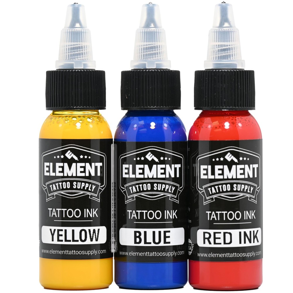 Element Tattoo Supply Tattoo Ink Set Red Yellow Blue Professional Solid Color...