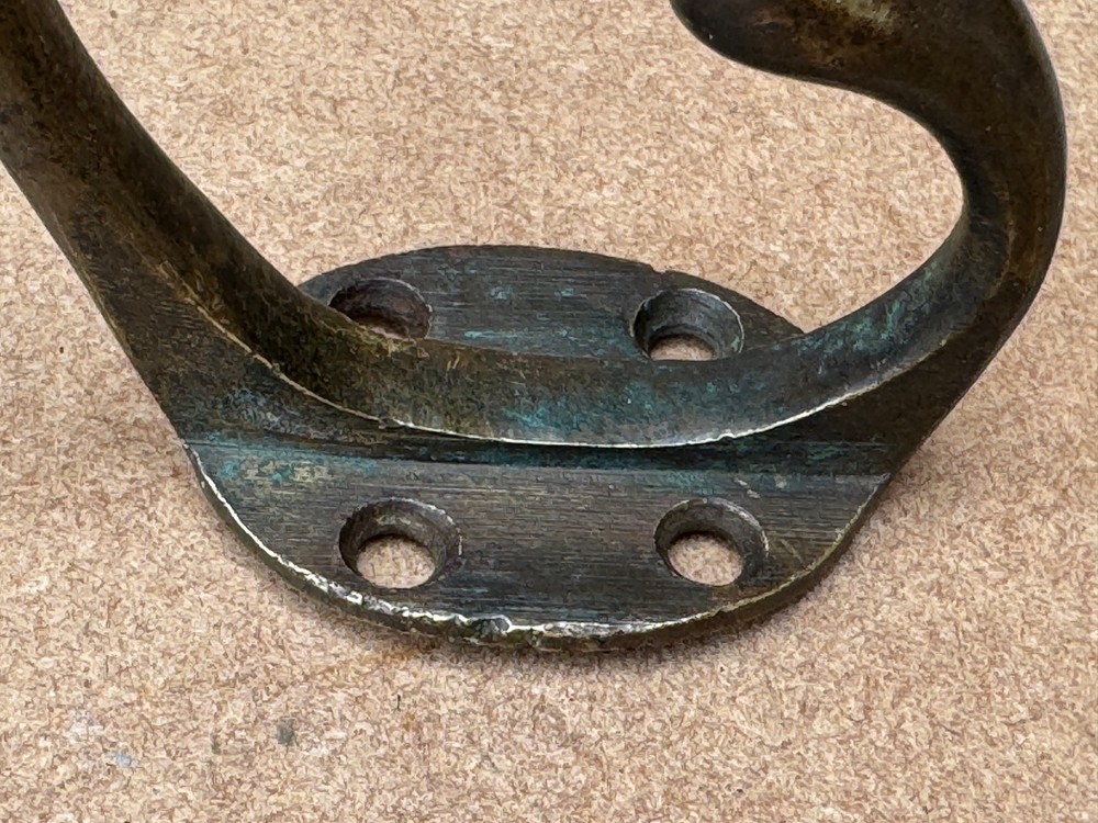 ANTIQUE BRASS DOUBLE COAT HOOK RECLAIMED