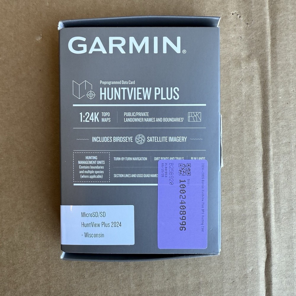 New open box - Garmin Huntview Plus 2024/25 Data Card MicroSD/SD - Wisconsin