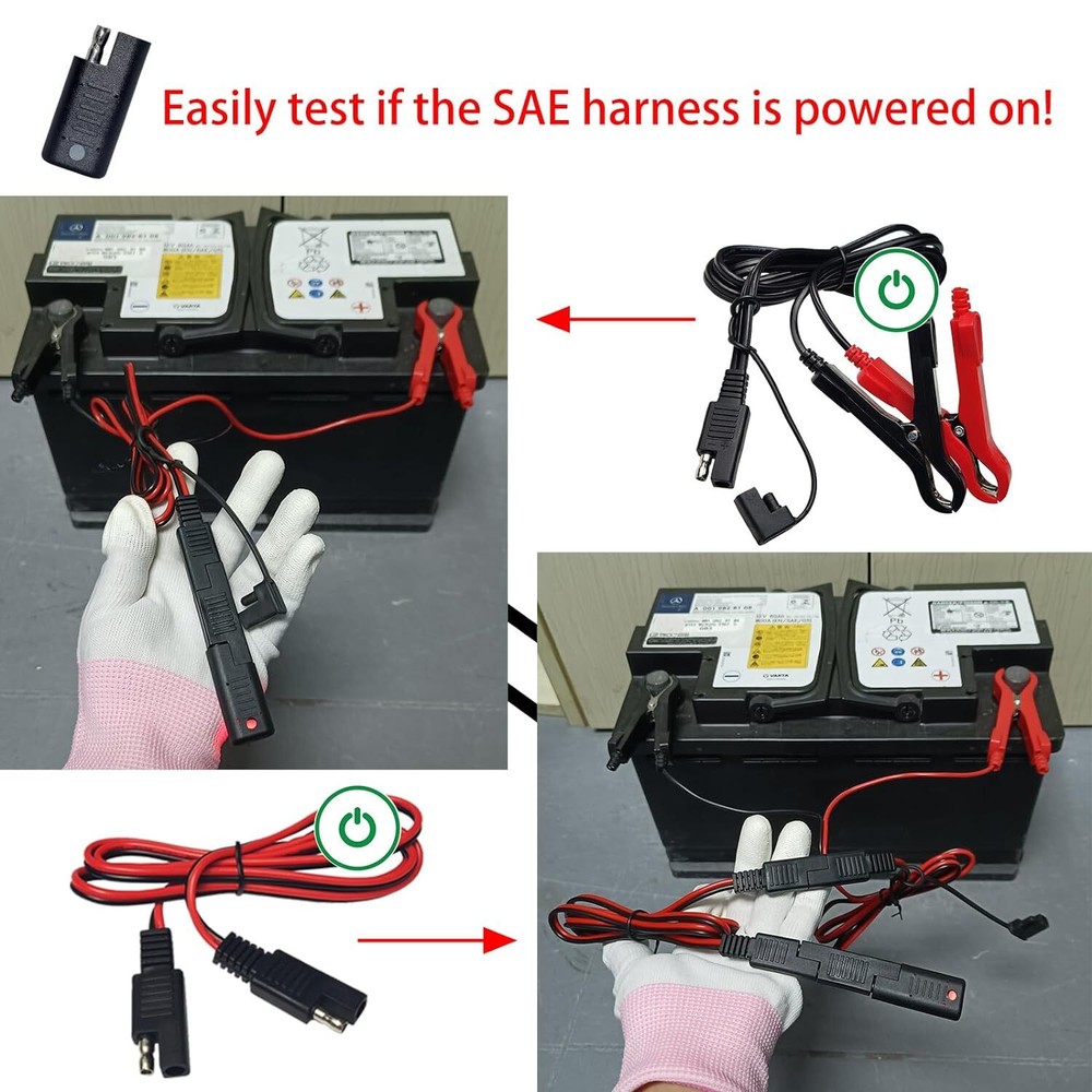 SAE Connector Harness Power Tester LED Indicator Quick Checker for Battery Solar