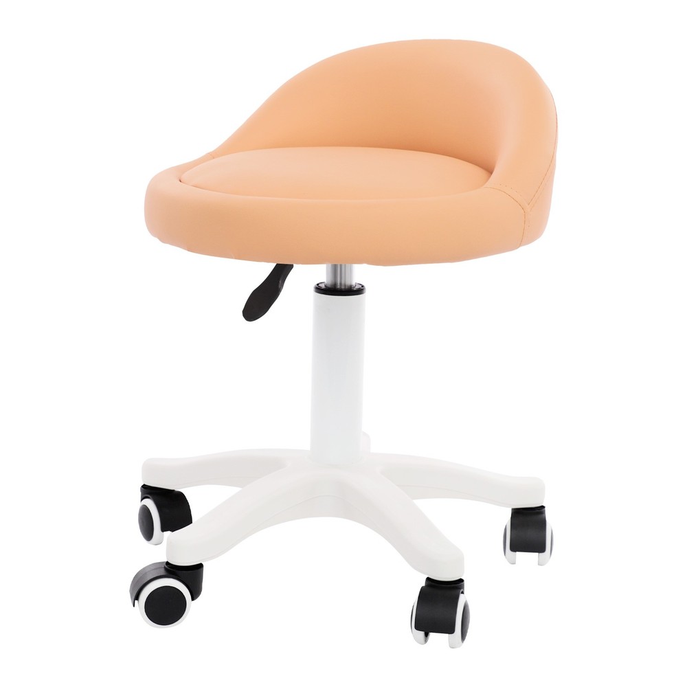 Adjustable Beauty Salon Chair Rolling Stool Rolling Stool w/ Low Backrest Orange