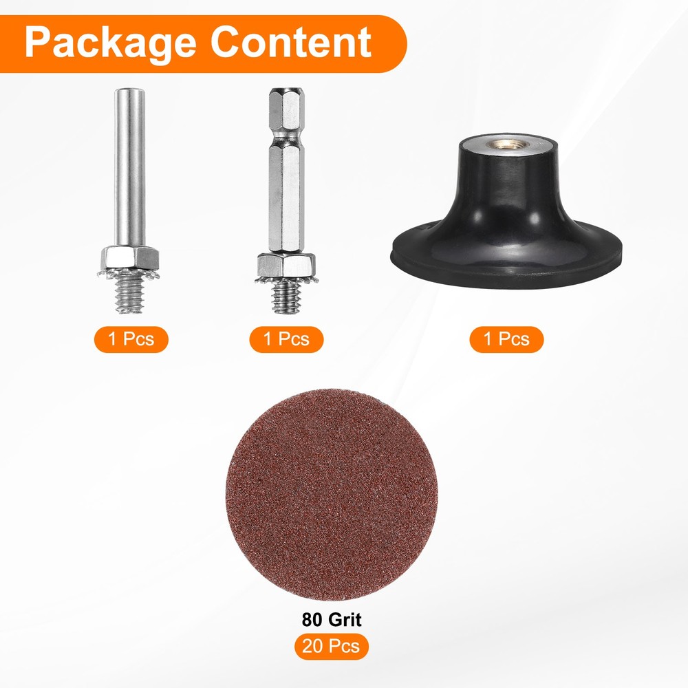 23pcs Quick Change Disc Set 2" Roll Lock Sanding Disc 80 Grits with Disc Holder