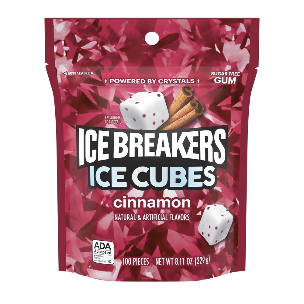 Ice Breakers Ice Cubes Cinnamon Sugar Free Chewing Gum,8.11 oz,100 Pieces.