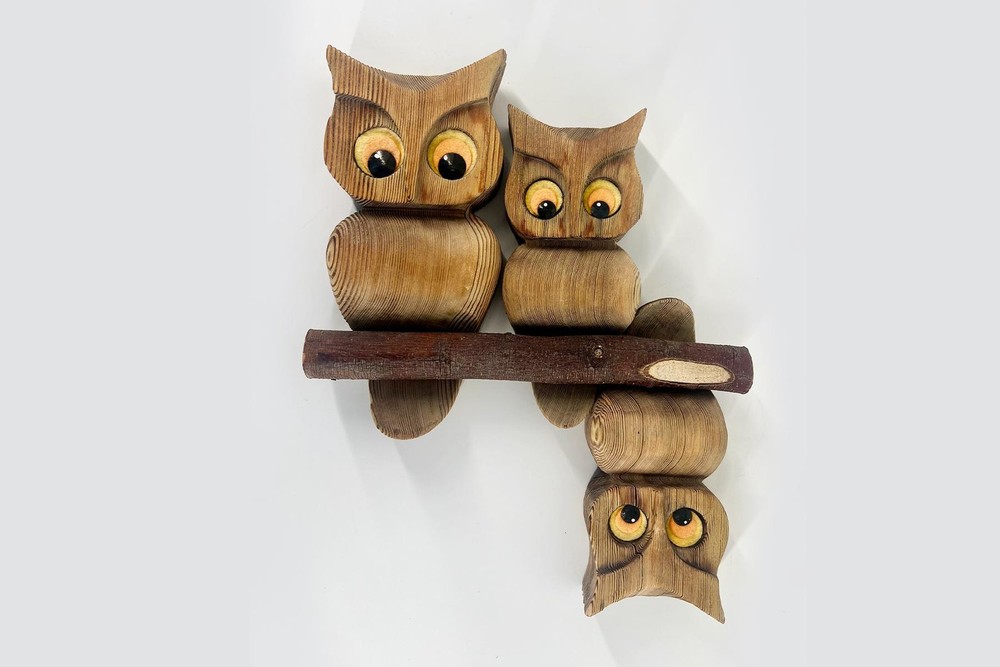 Three Wooden Owls