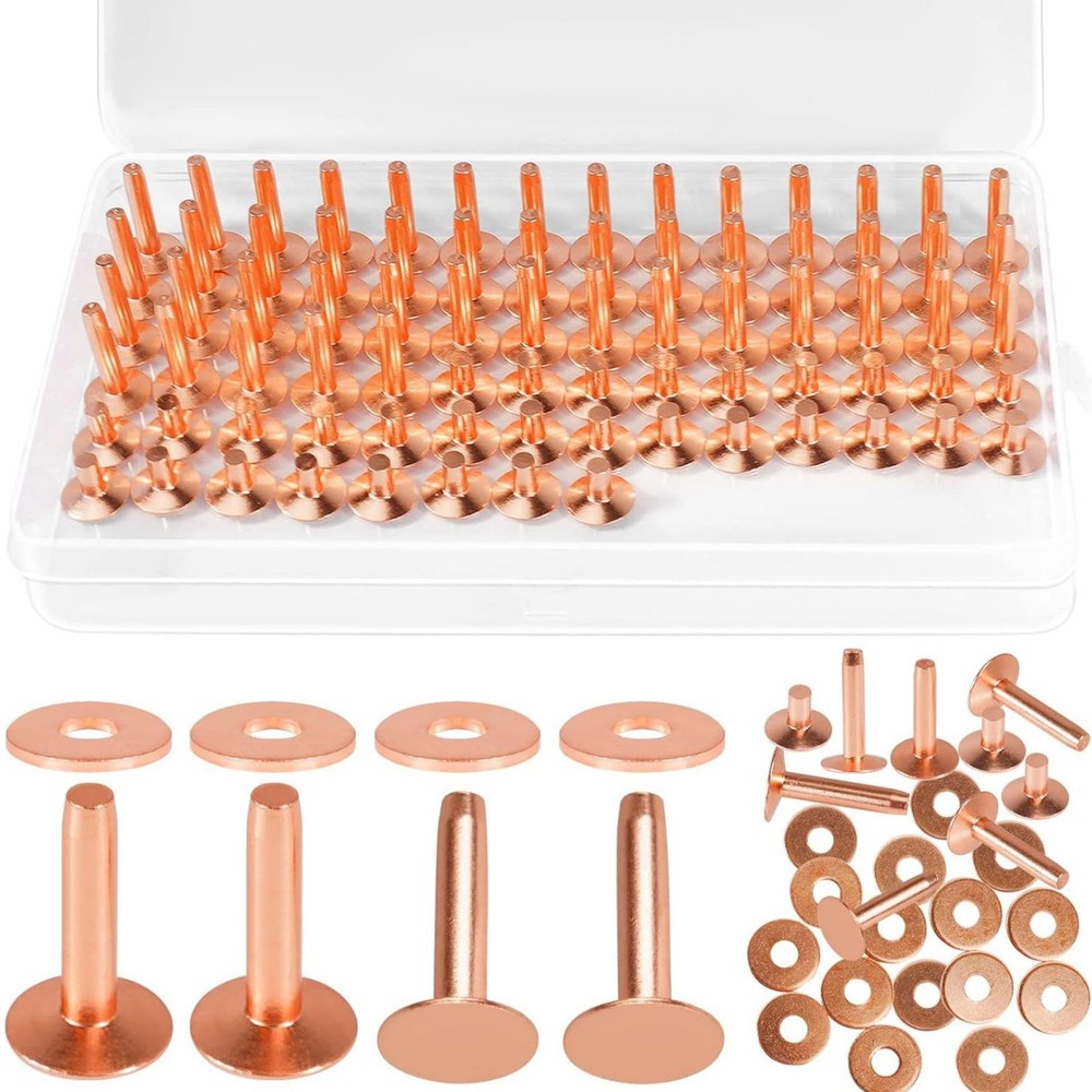 77* #9 Copper Rivets&Burrs For Leather Craft Products Smooth Face&No Pattern