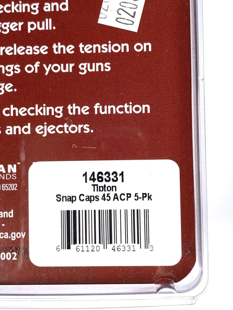 Tipton 45 cal Snap Caps Brass/Plastic 5 per pack 146331