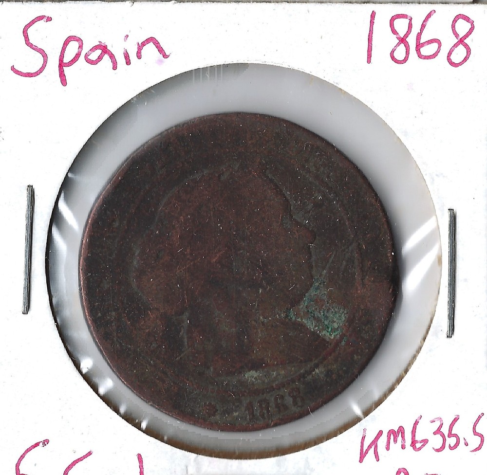 Coin Spain (Kingdom) 5 Centimos 1868 KM635.5