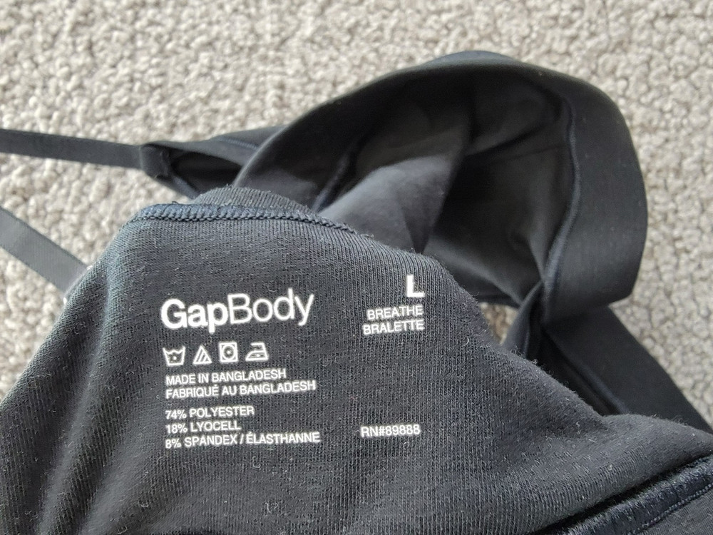 GAP GapBody Breathe Full Coverage Bralette Women's L True Black Solid Pullover