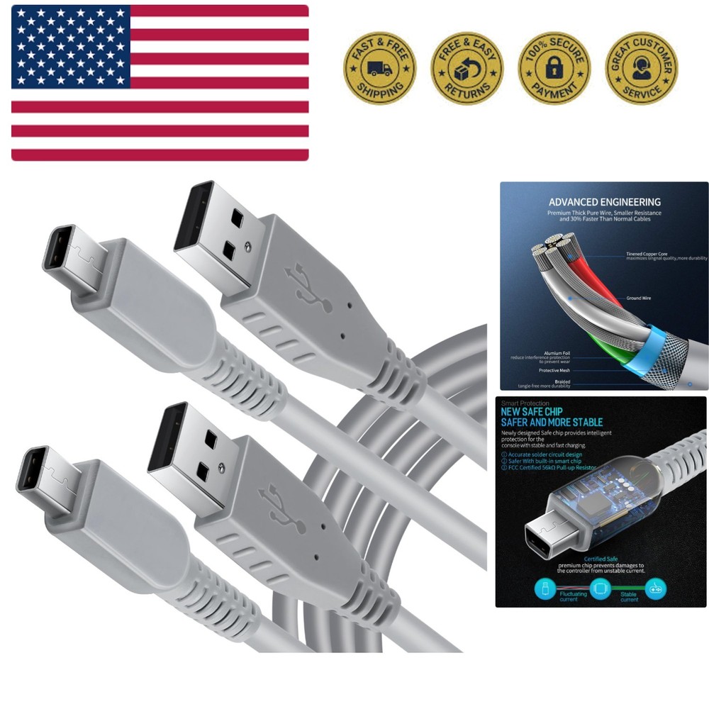 Lightweight USB Charging Cord for 3DS & 2DS - 4.9FT Fast Charge Solution