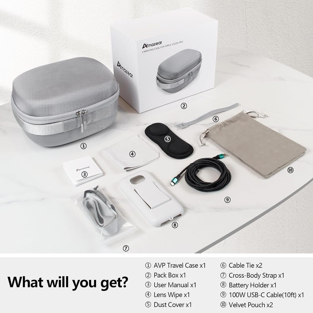 AMAZEAR 10-in-1 Carrying Case Set for Apple Vision Pro