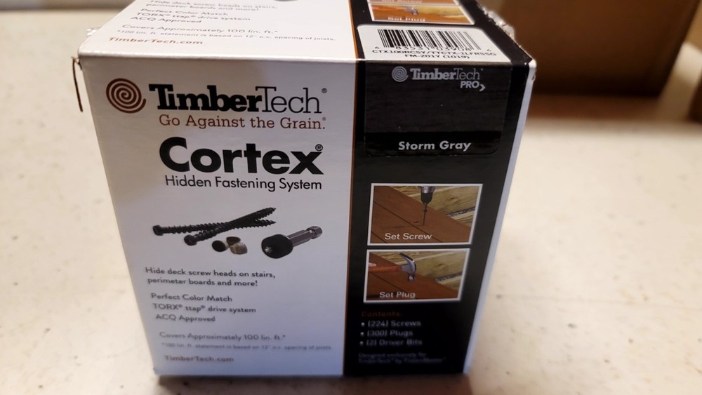 Cortex 2-1/2" Fastening System for TimberTech Decking Storm Gray 100 Linear ft.