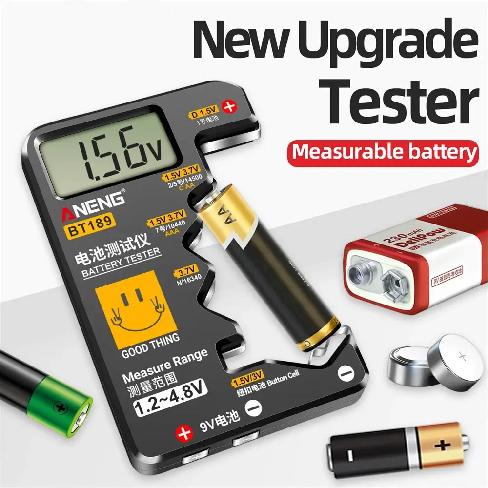 BT189 Battery Tester LCD Universal AA AAA 9V Button Cell Checker