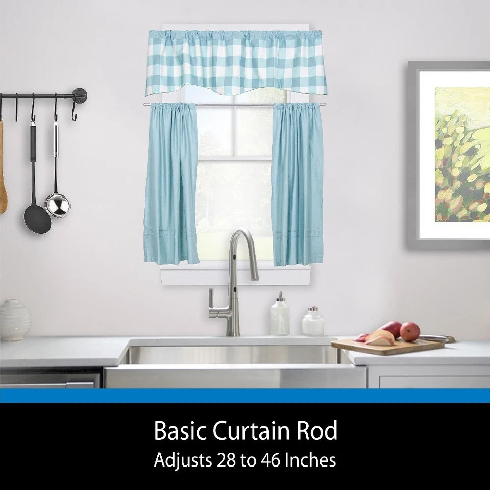 (6 pack)2"Basic Metal Wrap Around Adjustable Curtain Rod,28-46"Adjustable Length