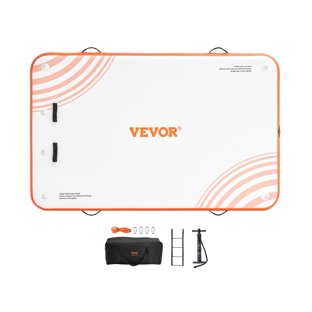 VEVOR Inflatable Floating Dock 8x5FT Inflatable Dock Platform Mat with Ladder
