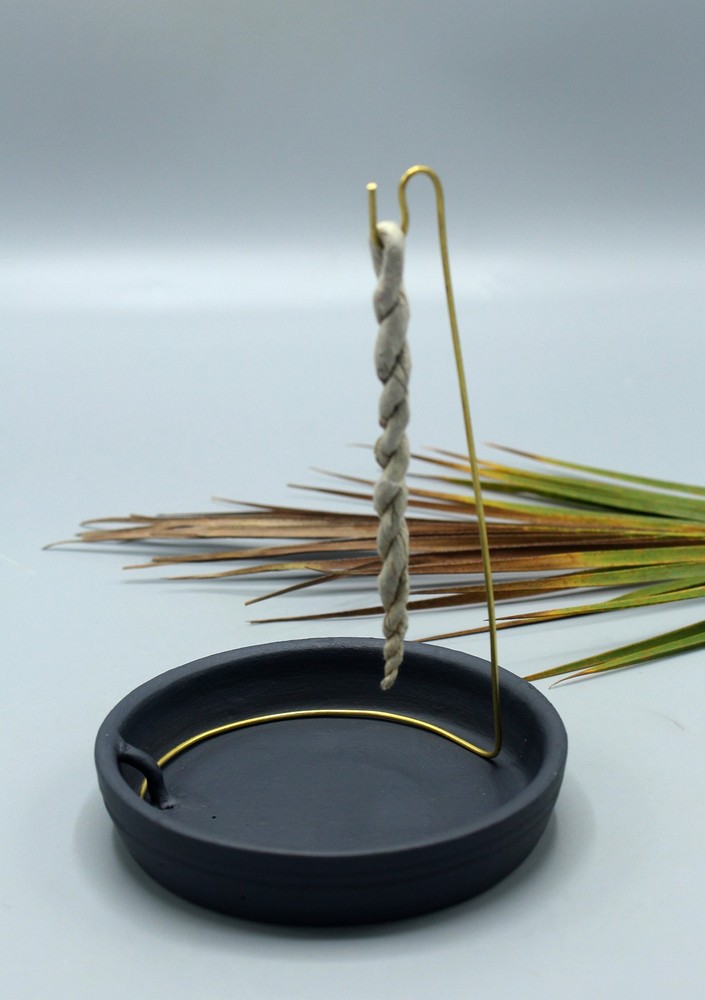 Black Ceramic Rope Incense Burner