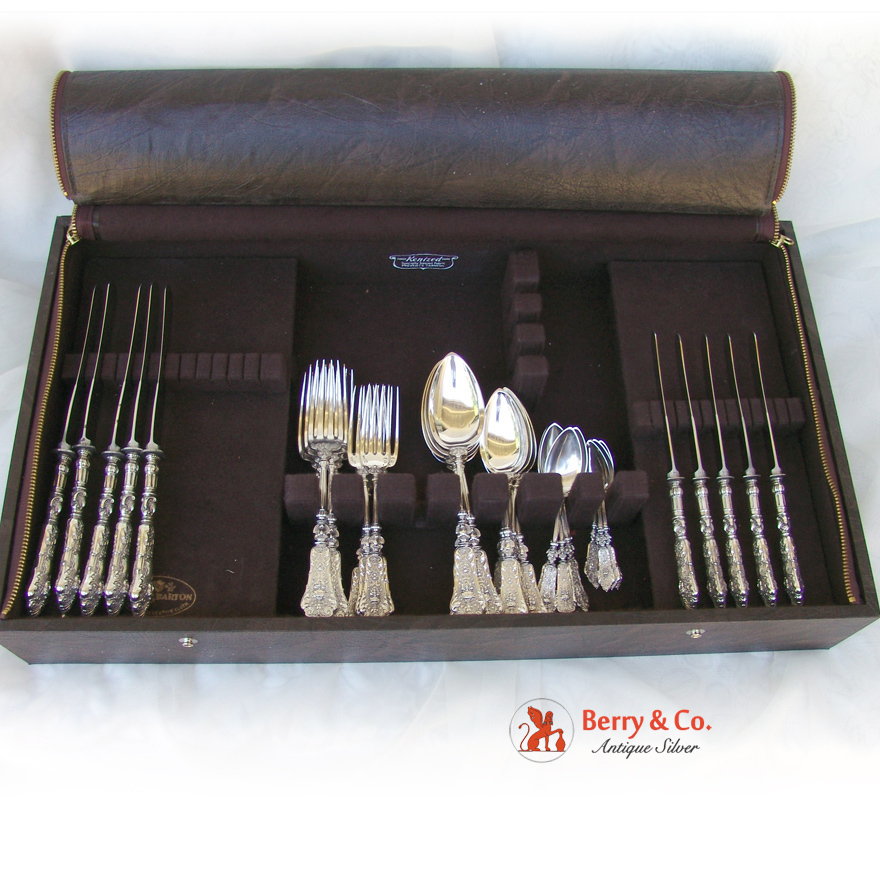 Renaissance Revival Dinner and Luncheon Flatware Set 800 Silver 1900