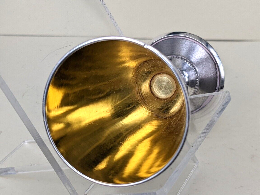 Russian Solid silver vodka cup or spirits shot cup gold gilded interior