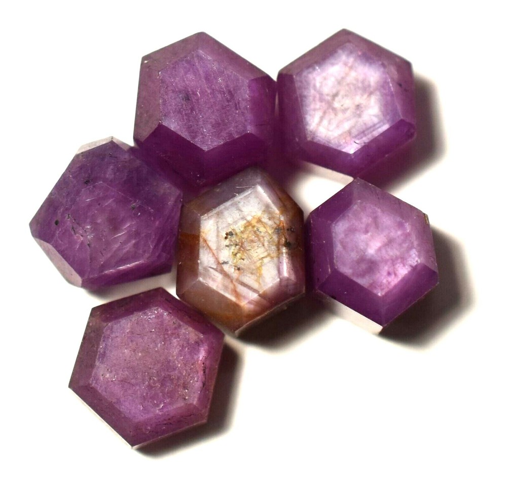 Natural Trapiche Ruby Unheated 27.90 Ct Hexagonal 6 Pcs CERTIFIED Loose Gemstone