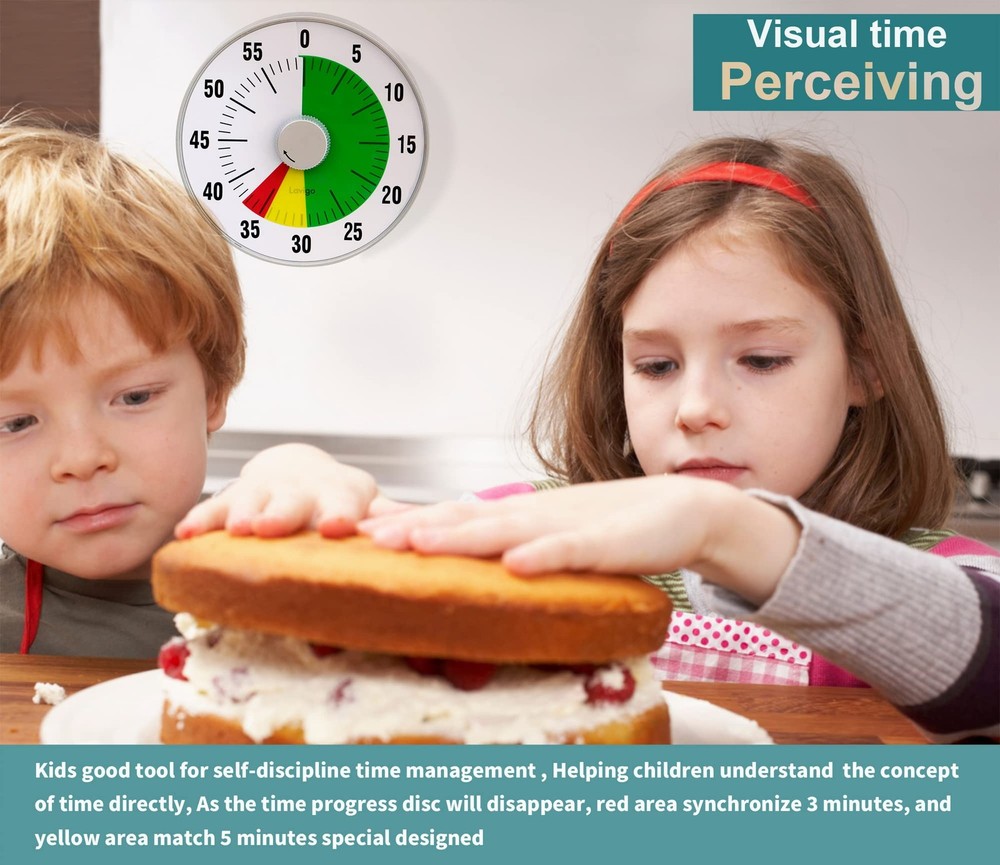 Lavigo Kitchen Timer, Countdown Visual Analog Timer, Quiet Counting, Low Loud