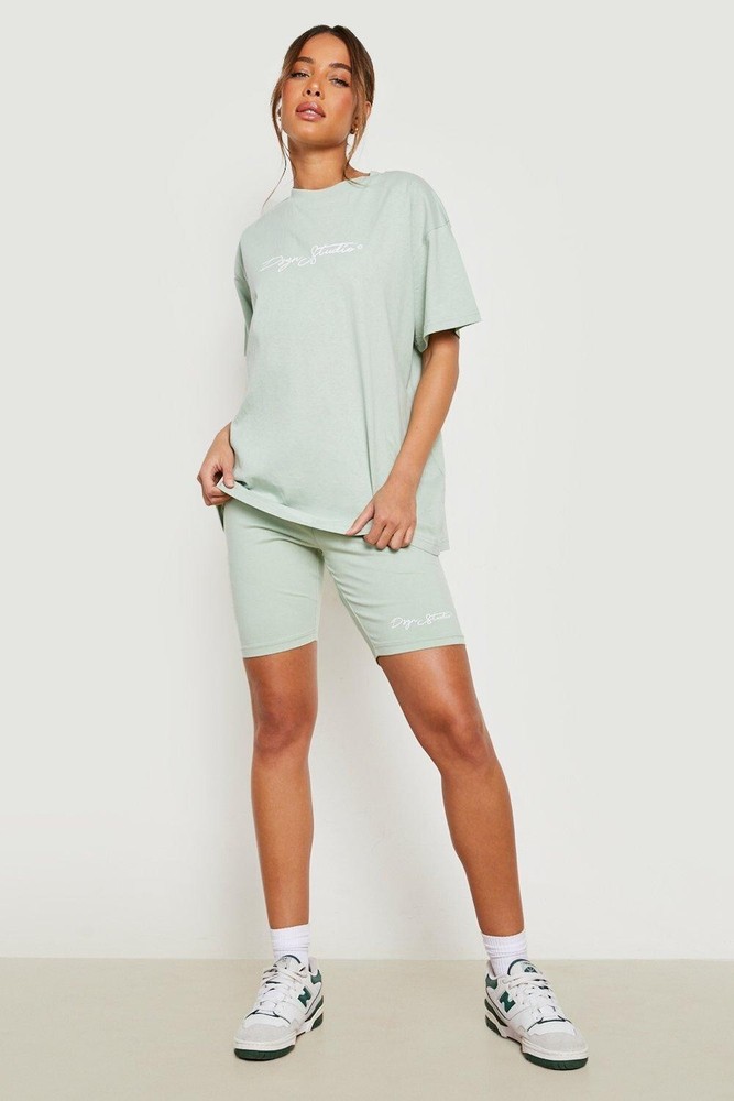boohoo womens cycling short sage studio script print size large free postage