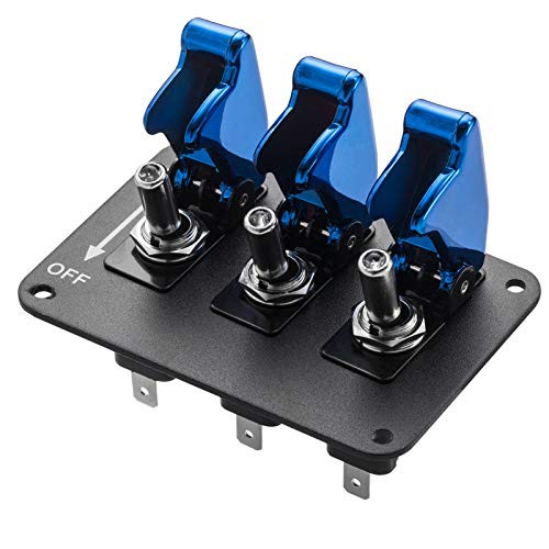 Toggle Switch Panel,Universal Car 12V Ignition Switch 3 Row Blue Plating Cover