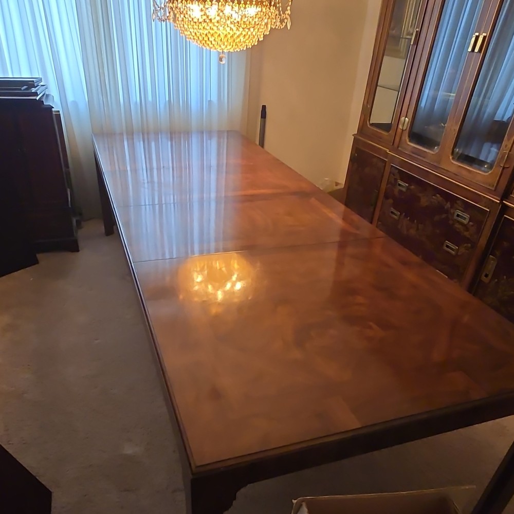 Drexel Heritage Vintage Walnut Rectangular Wood Dining Table w/ 2 Leaves