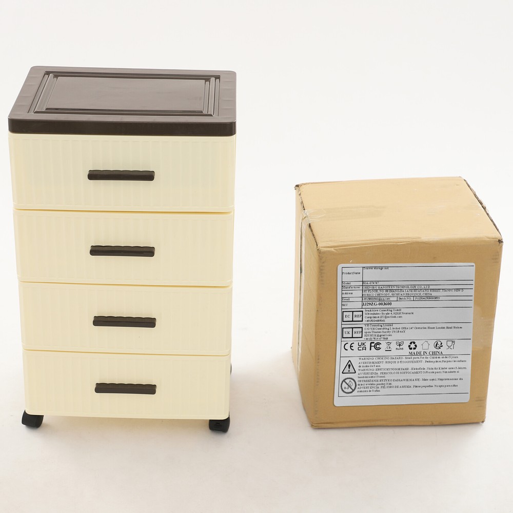 PP 4 Tier Drawer Storage Organizer, Storage Cabinet with 4 Universal Wheels