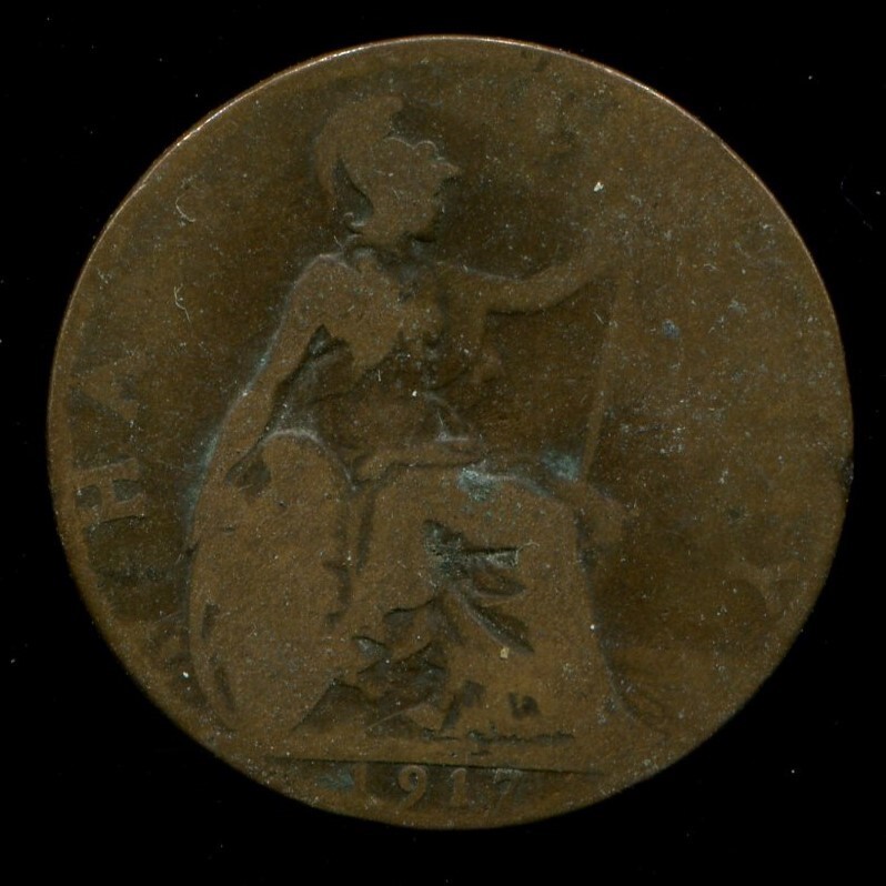 Foreign Coin - Great Britain - Half Penny (½ Penny) - 1917
