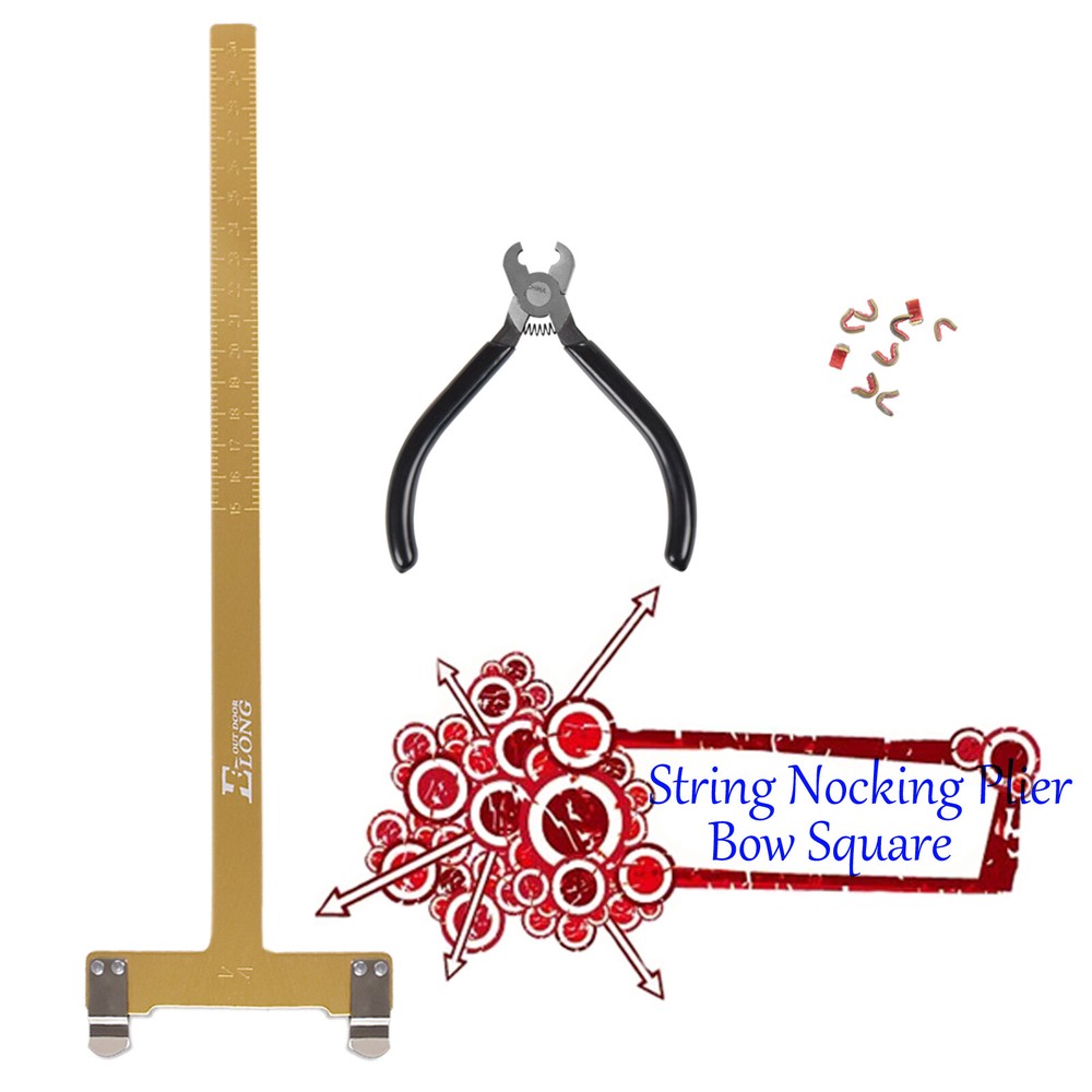 Archery String Nocking Buckle Plier BowString Nock +Bow T Square Measure Tool GO