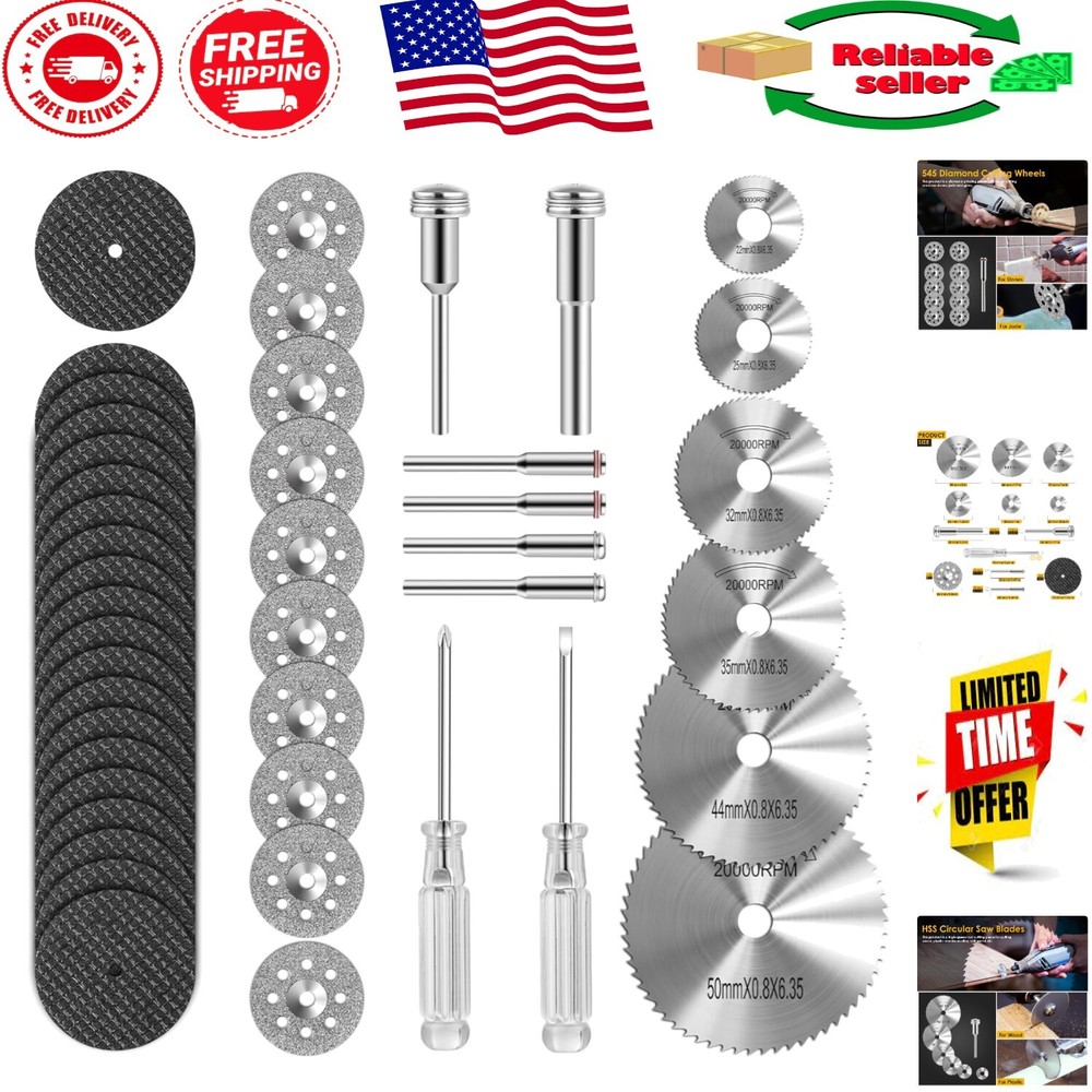 Comprehensive 44-Piece Cutting Wheel Set for Rotary Tools, Includes Screwdrivers