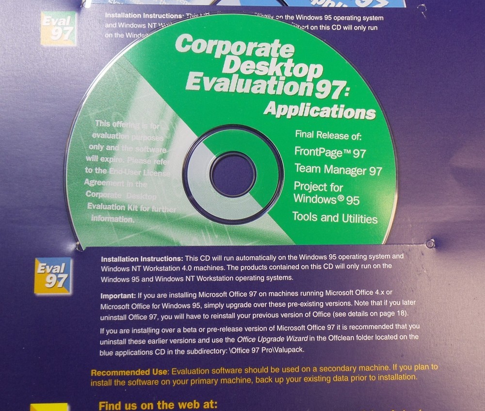 Microsoft Corporate Desktop Evaluation 97: Office 97, Win95, Win NT4, Frontpage