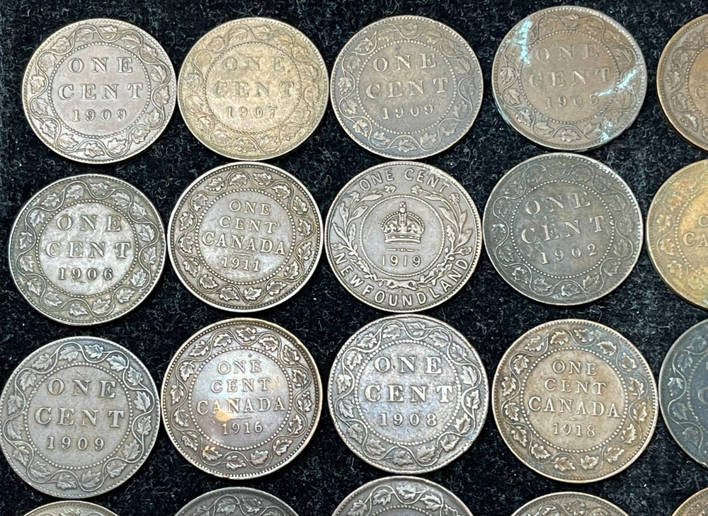Assorted 1902-1920 Canada Large Cent 35 Coins Lot High Value